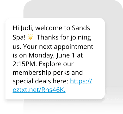 Welcome Appointment Text Example