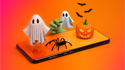 Halloween imagery and a smartphone