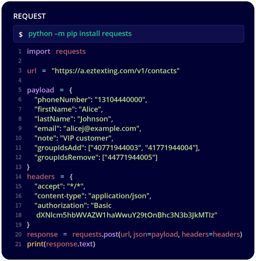 manage contacts code