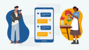 illustration of real-time text engagement between customer and business