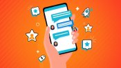 Illustration of smartphone with message and icons popping out